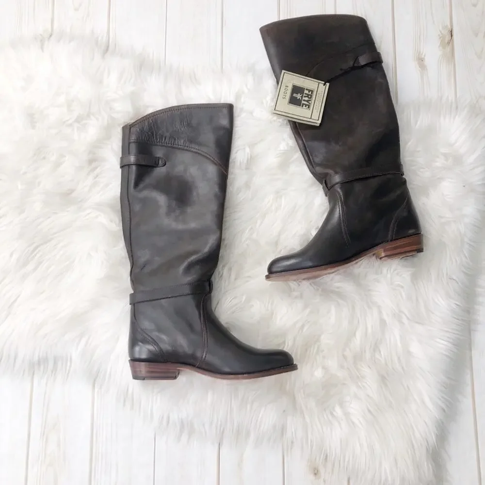 Frye Womens‎ Leather Dorado Tall Leather Solid Brown Riding Boots Size 6 NEW